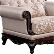 Vera Accent Chair- Tufted Jacquard Pattern- Carved Dark Cherry Brown- Brown
