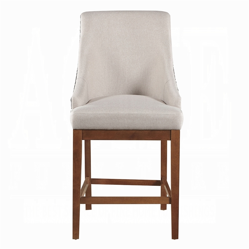 Elsie Counter Height Chair Set of 2- Black Faux Leather- Gray Fabric