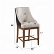 Elsie Counter Height Chair Set of 2- Black Faux Leather- Gray Fabric