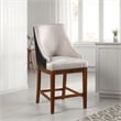Elsie Counter Height Chair Set of 2- Black Faux Leather- Gray Fabric