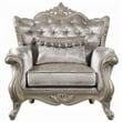 Bertha Accent Chair- European Ornate Carved Beige- Champagne Wood