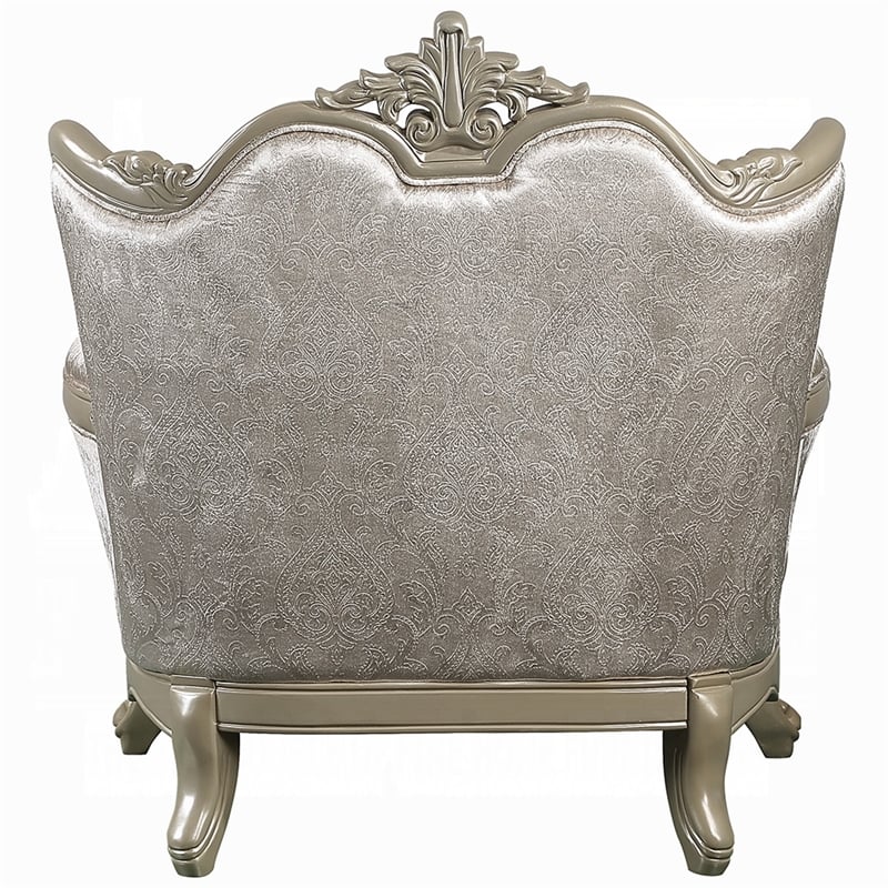 Bertha Accent Chair- European Ornate Carved Beige- Champagne Wood