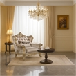 Bertha Accent Chair- European Ornate Carved Beige- Champagne Wood