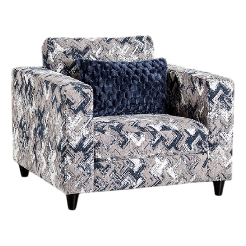 Harie Accent Club Chair- 1 Throw Pillow- Light Gray Chenille Pattern