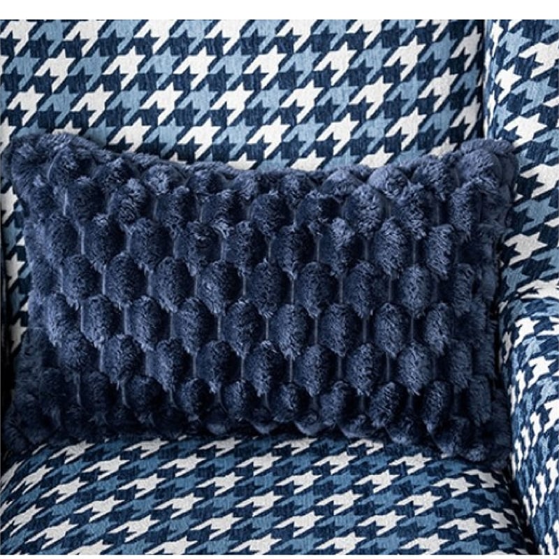 Colin Accent Club Chair- Throw Pillow- Gray Blue Houndstooth Polyester