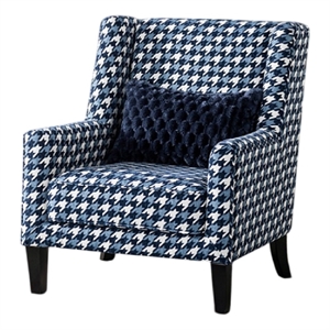 Colin Accent Club Chair- Throw Pillow- Gray Blue Houndstooth Polyester