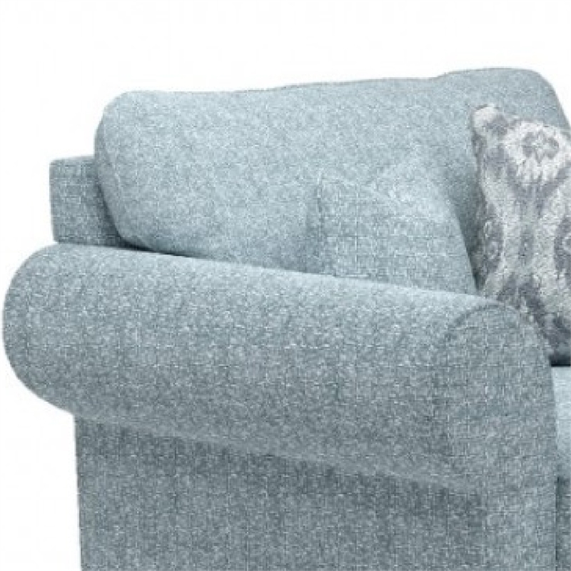 Berrie Accent Chair- Teal Blue Polyester- 2 Accent Pillow- Black Wood