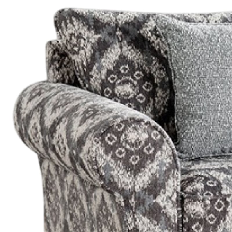 Berrie Accent Chair- 1 Throw Pillow- Geometric Gray White Polyester