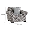 Berrie Accent Chair- 1 Throw Pillow- Geometric Gray White Polyester