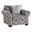 Berrie Accent Chair- 1 Throw Pillow- Geometric Gray White Polyester