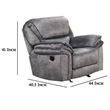 Remma Manual Glider Recliner Chair- Gray Faux Leather- Pillow Arms
