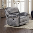 Remma Manual Glider Recliner Chair- Gray Faux Leather- Pillow Arms