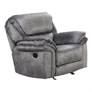 Remma Manual Glider Recliner Chair- Gray Faux Leather- Pillow Arms