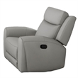 Cobe Manual Recliner Chair- Solid Wood and Soft Top Grain Gray Leather
