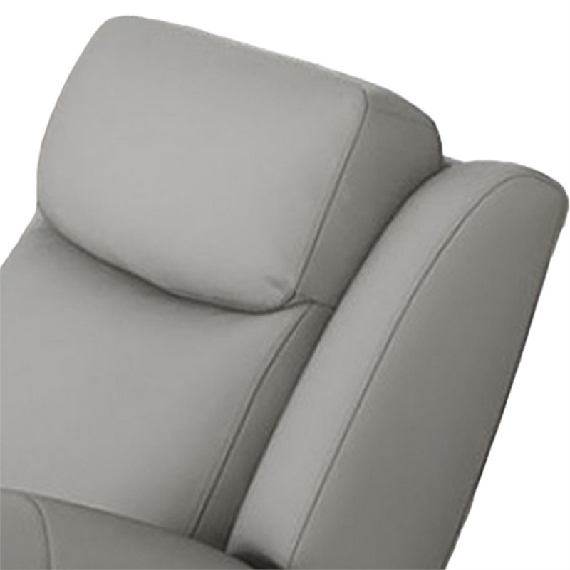 Cobe Manual Recliner Chair- Solid Wood and Soft Top Grain Gray Leather
