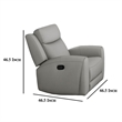 Cobe Manual Recliner Chair- Solid Wood and Soft Top Grain Gray Leather