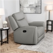 Cobe Manual Recliner Chair- Solid Wood and Soft Top Grain Gray Leather