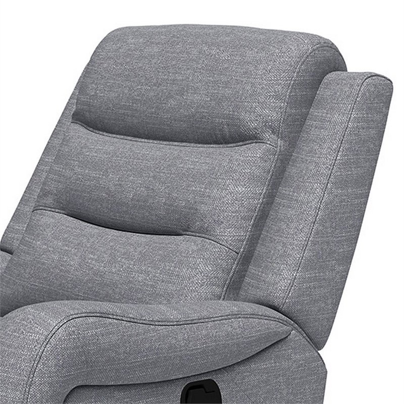 Clair Manual Recliner Chair with Scrolled Arms- Wood Frame- Gray Fabric