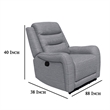 Clair Manual Recliner Chair with Scrolled Arms- Wood Frame- Gray Fabric