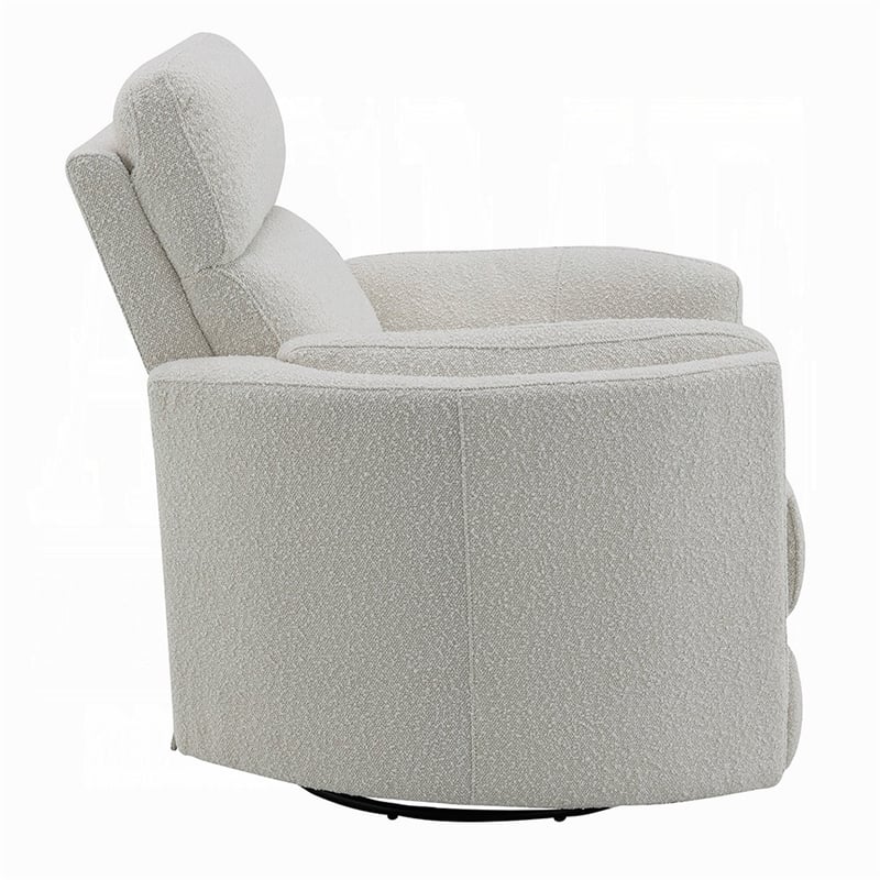 Siri Swivel Glider Recliner Chair- Plush Beige Boucle- Soft Cushioned
