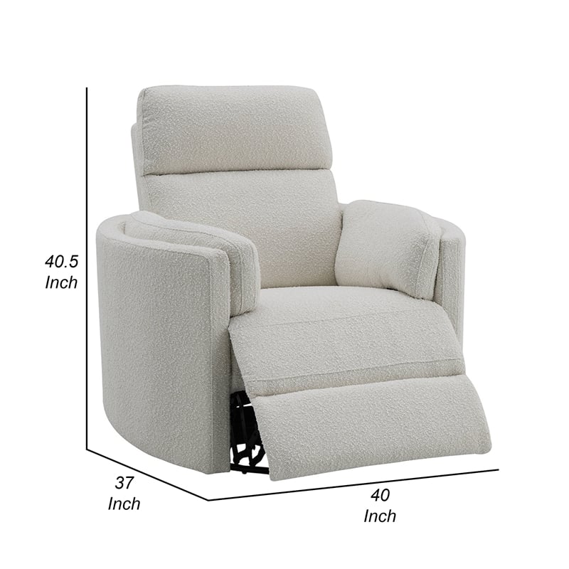 Siri Swivel Glider Recliner Chair- Plush Beige Boucle- Soft Cushioned