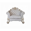 Antoine Accent Chair- 2 Pillows- Tufted Ivory- Antique Pearl White