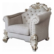 Antoine Accent Chair- 2 Pillows- Tufted Ivory- Antique Pearl White