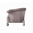 Kai Accent Chair- 2 Pillows- Tufted Ivory Fabric- Scrolled- White Wood