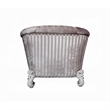 Kai Accent Chair- 2 Pillows- Tufted Ivory Fabric- Scrolled- White Wood