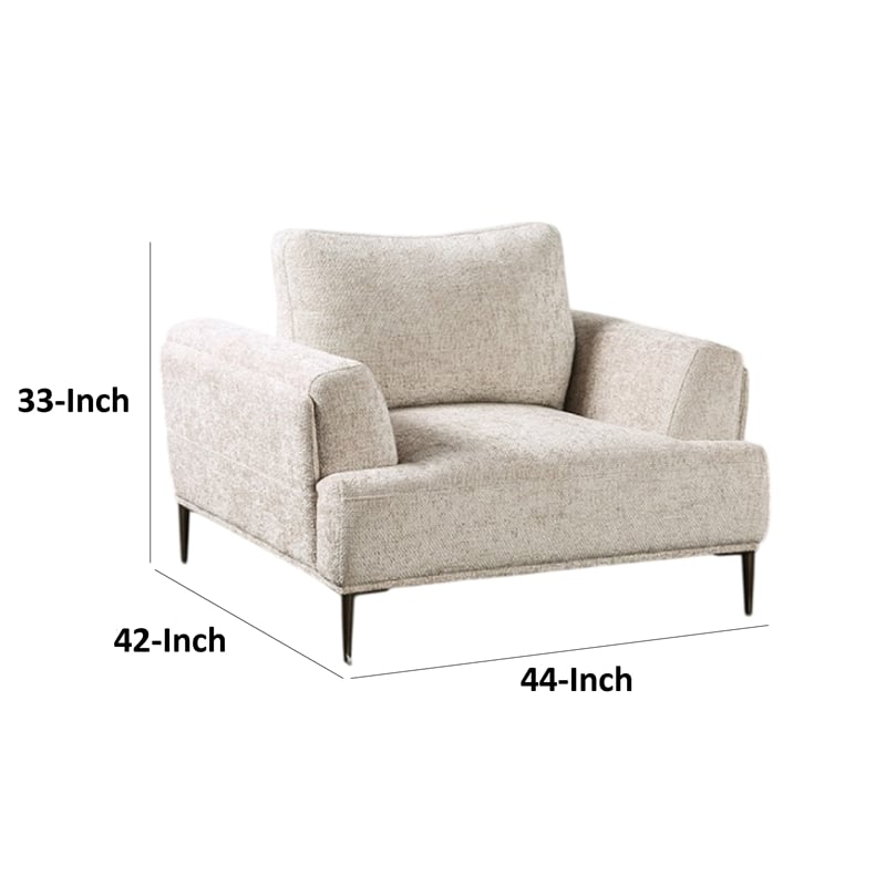 Batty Accent Chair- Light Brown Chenille- Attached Adjustable Back