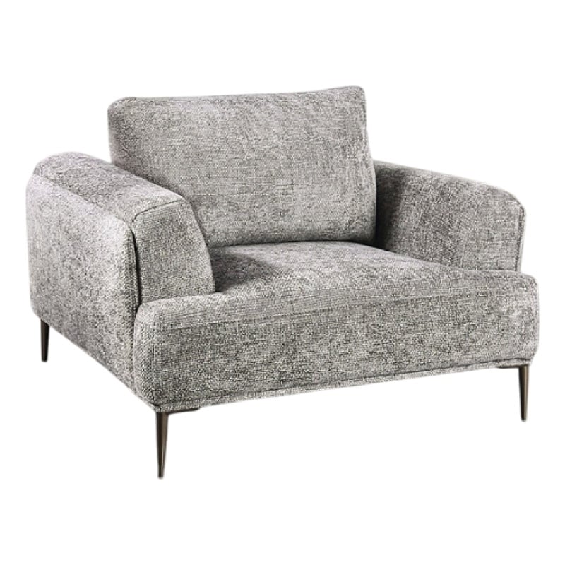 Batty Accent Club Chair- Gray Chenille Attached Adjustable Back Pillow