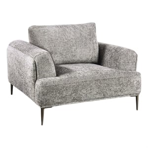 Batty Accent Club Chair- Gray Chenille Attached Adjustable Back Pillow