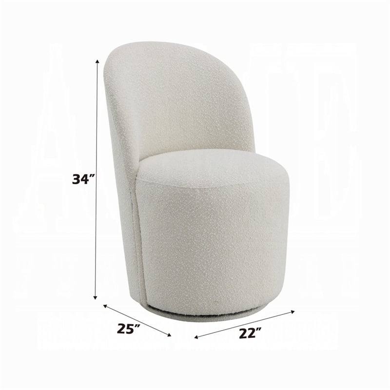 Accent Chair Set of 2- 360 Degree Swivel Rotation- Beige White Boucle