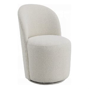 Accent Chair Set of 2- 360 Degree Swivel Rotation- Beige White Boucle