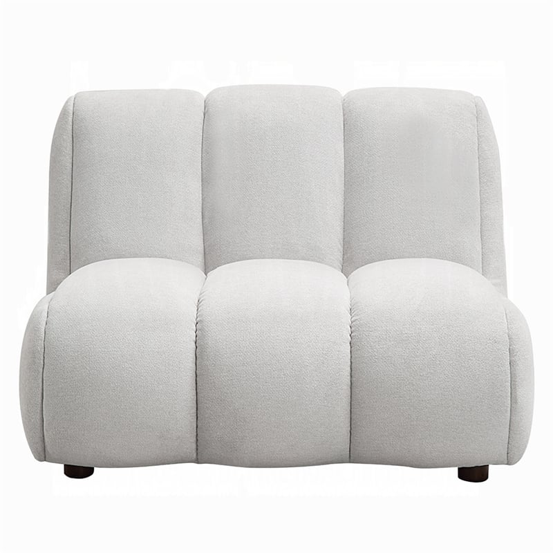 Nela Lounge Sofa Chair- Modern Bubble Silhouette- White Linen 42 Inch