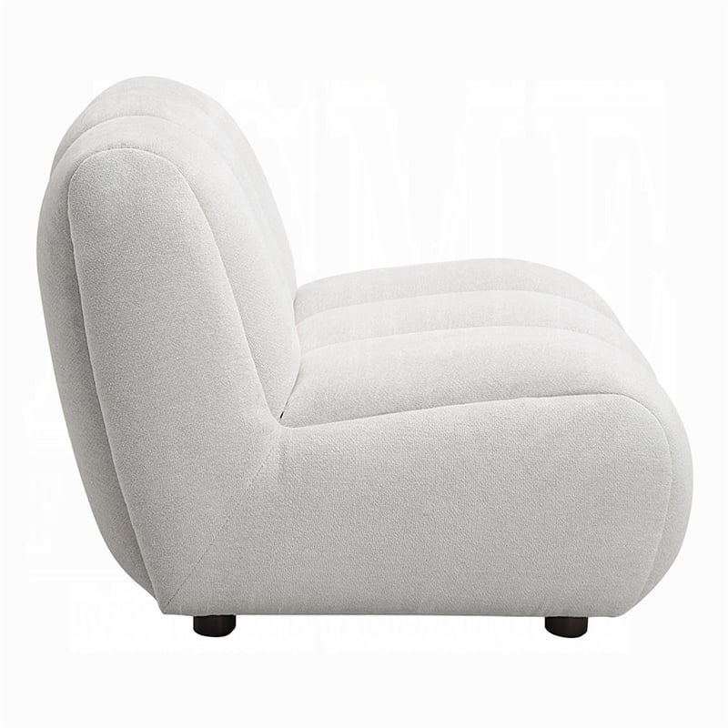 Nela Lounge Sofa Chair- Modern Bubble Silhouette- White Linen 42 Inch