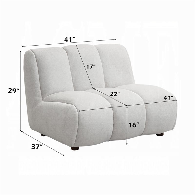 Nela Lounge Sofa Chair- Modern Bubble Silhouette- White Linen 42 Inch