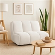 Nela Lounge Sofa Chair- Modern Bubble Silhouette- White Linen 42 Inch