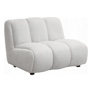 Nela Lounge Sofa Chair- Modern Bubble Silhouette- White Linen 42 Inch