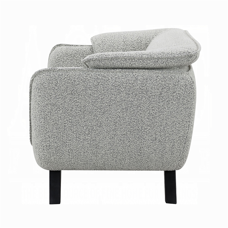 Naeli Accent Armchair- Rounded Back Light Gray Boucle- Solid Pine Wood