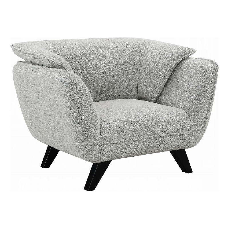 Naeli Accent Armchair- Rounded Back Light Gray Boucle- Solid Pine Wood