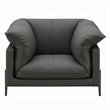Semi Sofa Chair- Box Edge Design- Black Top Grain Leather- 69 Inch