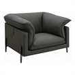 Semi Sofa Chair- Box Edge Design- Black Top Grain Leather- 69 Inch