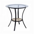 Col 3pc Accent Table and Chair Set- Black Legs- Glass Top- Padded Seat