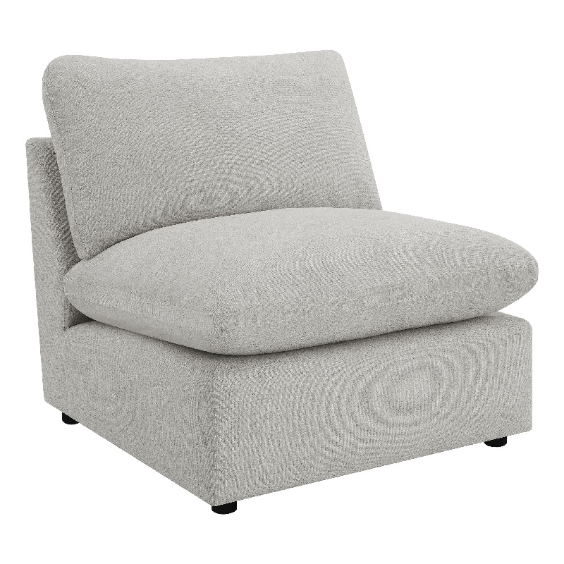 Biny Modular Armless Chair- Light Gray- Plush Foam Cushions