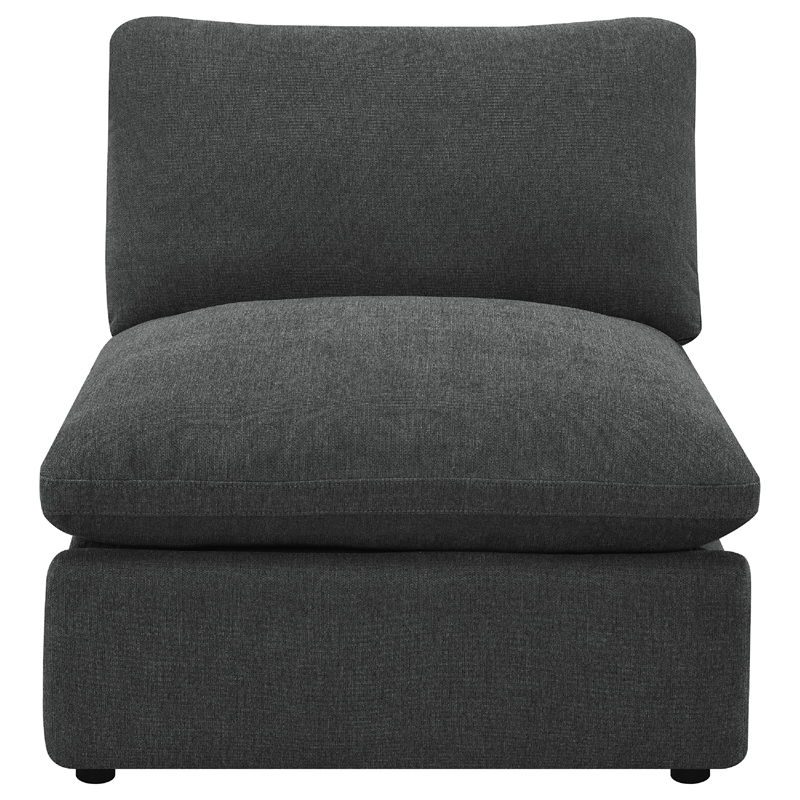 Biny Modular Armless Chair- Dark Gray- Plush Foam Cushions