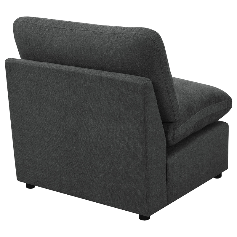 Biny Modular Armless Chair- Dark Gray- Plush Foam Cushions