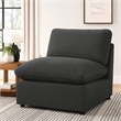 Biny Modular Armless Chair- Dark Gray- Plush Foam Cushions