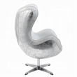 Bran Egg Chair with Swivel- Riveted Metal- White Top Grain Leather