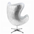 Bran Egg Chair with Swivel- Riveted Metal- White Top Grain Leather